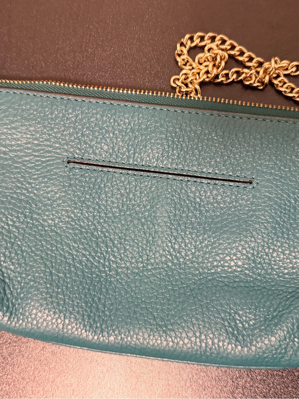 Teal Leather Chain Crossbody Bag - Picture 2 of 4